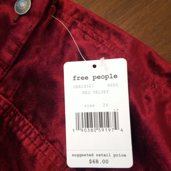 Free People high waist red velvet skirt - Picture 2 of 4